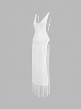 Fringed Crochet Open Back Cover Up Long Dress